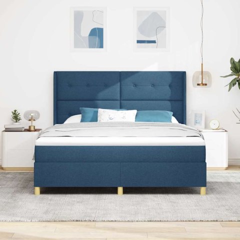 VidaXL Łóżko sprężynowe z paskami LED Niebieski 180 x 200 cm tkanina