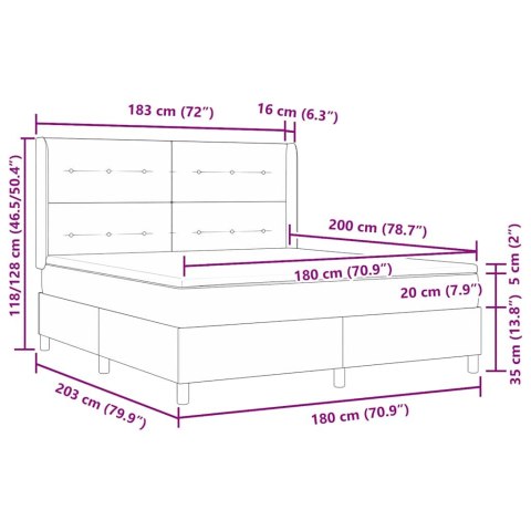 VidaXL Łóżko sprężynowe z paskami LED Niebieski 180 x 200 cm tkanina