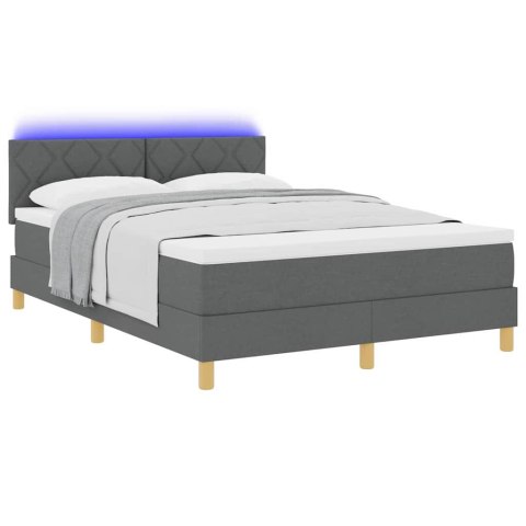 VidaXL Łóżko z sprężyną LED Ciemnoszary 140 x 190 cm tkanina