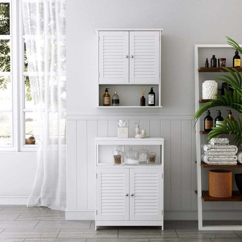 Biała wisząca szafka łazienkowa MDF 60x20x70 cm z półką