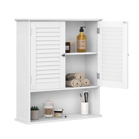 Biała wisząca szafka łazienkowa MDF 60x20x70 cm z półką