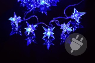 Świąteczne LED lampki - niebieskie gwiazdki, 4m