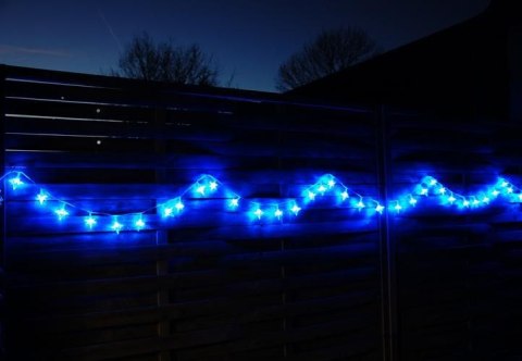 Świąteczne LED lampki - niebieskie gwiazdki, 4m