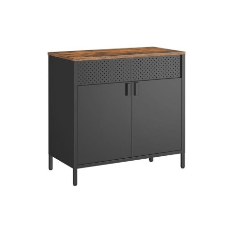 Szafka dwudrzwiowa industrialna stal i drewno 80x40x76 cm
