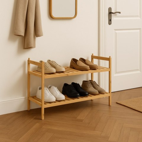 Dwupoziomowa szafka na buty z bambusa, 69 cm