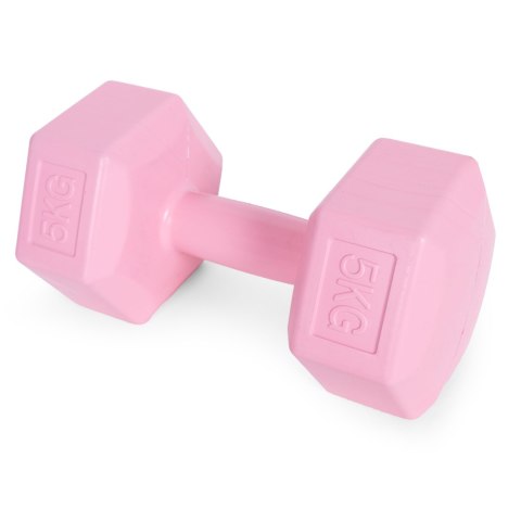 Hantle sześciokątne zestaw 2x5 kg ciężarki do ćwiczeń obciążniki fitness różowe MOVEPRO