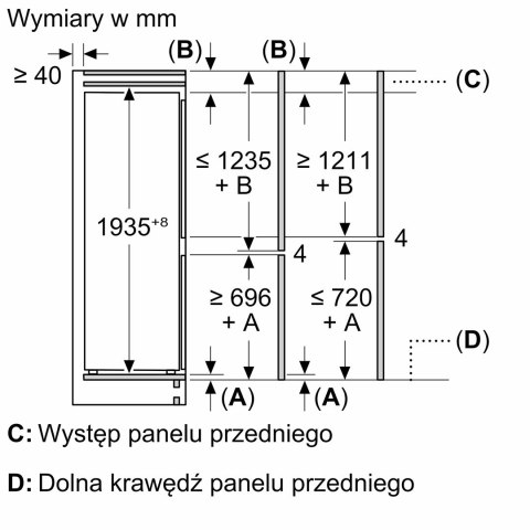 Lodówka do zabudowy BOSCH KBN96VFE0 70 cm szer.