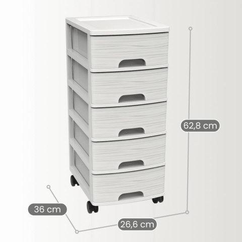Organizer na dokumenty 5 szuflad A4, biała kamień