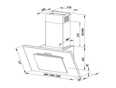 Okap kominowy MAAN Vertical 2 90 cm | LED | czarny