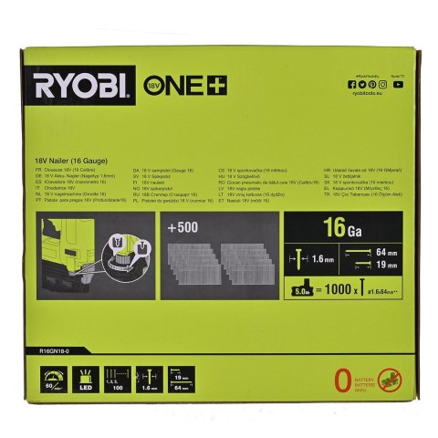 Gwoździarka akumulatorowa 18V ONE+ R16GN18G RYOBI