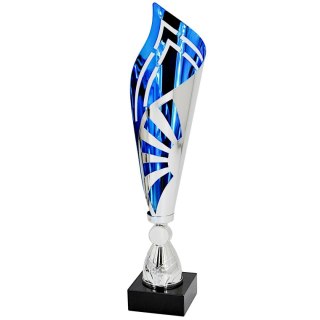 PUCHAR METALOWY SREBRNO NIEBIESKI 34 CM TRYUMF