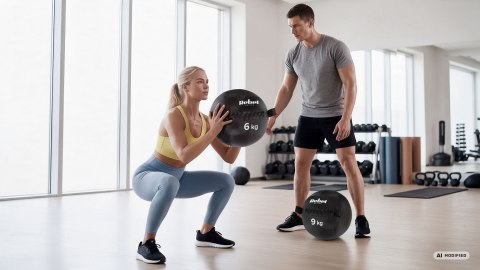 Piłka lekarska do ćwiczeń fitness, rehabilitacyjna, 11kg, REBEL ACTIVE