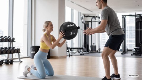 Piłka lekarska do ćwiczeń fitness, rehabilitacyjna, 11kg, REBEL ACTIVE