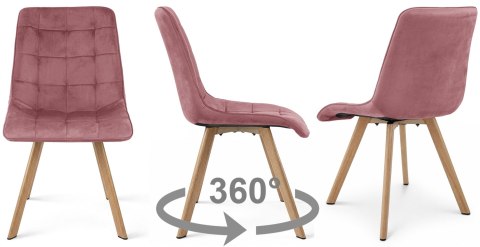 Krzesło CIEZA 360 - aksamit róż ciemny / nogi dąb x 1