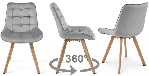 Krzesło SORIA 360 - aksamit szary jasny / nogi dąb x 1