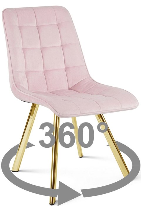 Krzesło CIEZA 360 - aksamit róż jasny / nogi złote x 1