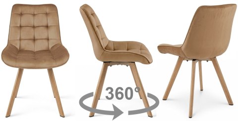 Krzesło SORIA 360 - aksamit brąz / nogi dąb x 3