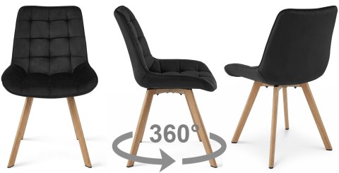 Krzesło SORIA 360 - aksamit czarny / nogi dąb x 3
