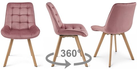 Krzesło SORIA 360 - aksamit róż ciemny / nogi dąb x 3