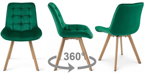 Krzesło SORIA 360 - aksamit zieleń / nogi dąb x 4