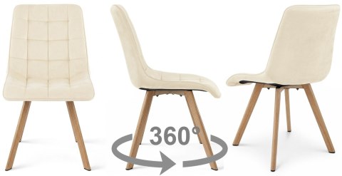 Krzesło CIEZA 360 - aksamit beż jasny / nogi dąb x 4