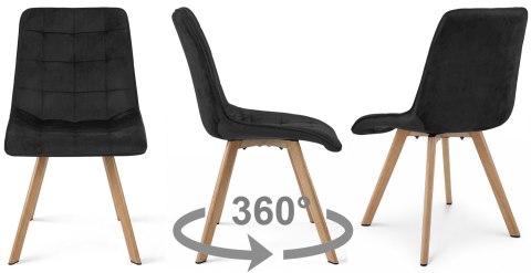 Krzesło CIEZA 360 - aksamit czarny / nogi dąb x 2