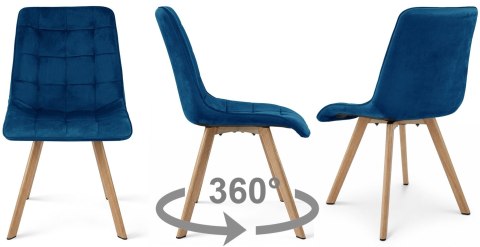Krzesło CIEZA 360 - aksamit granat / nogi dąb x 4