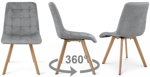 Krzesło CIEZA 360 - aksamit szary jasny / nogi dąb x 4