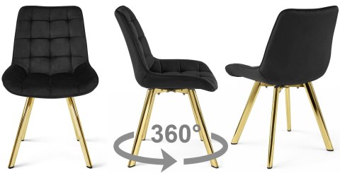 Krzesło SORIA 360 - aksamit czarny / nogi złote x 4