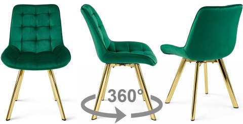 Krzesło SORIA 360 - aksamit zieleń / nogi złote x 2
