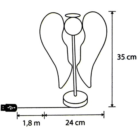 ANIOŁ DEKORACYJNY SKRZYDŁA DREWNIANY 106 LED INFINITY 37CM USB LUCA