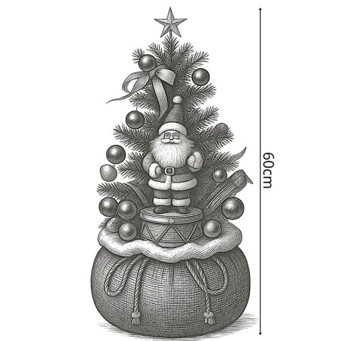CHOINKA DEKORACYJNA 60CM 25LED TIMER MIKOŁAJ