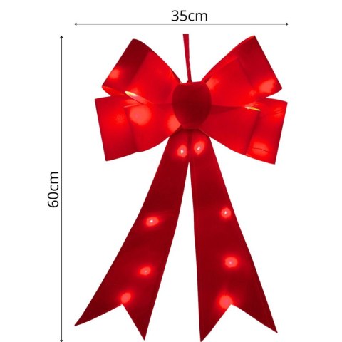 KOKARDA DEKORACYJNA 60CM CZERWONA 25 LED
