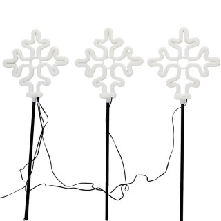 LAMPKI OGRODOWE STICK ŚNIEŻYNKI NEON LED 58 CM 3 SZT BIAŁE IP44