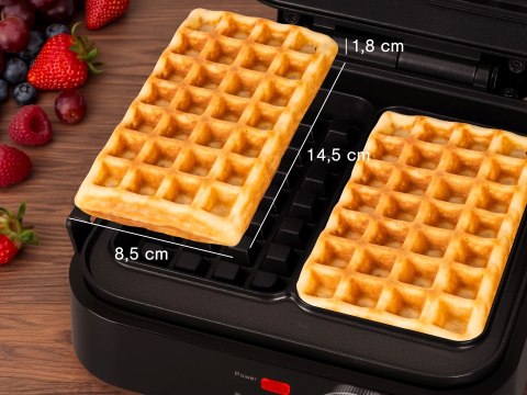 ELDOM GOFROWNICA WA900 WAFLO 1200-2000W, PŁYNNA REGULACJA TEMPERATURY, BLOKADA POKRYWY, NIENAGRZWAJĄCY SIE UCHWYT