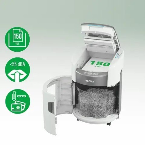 Niszczarka Leitz IQ Optimax AutoFeed 150, P5, 150 kartek, 15 l kosz