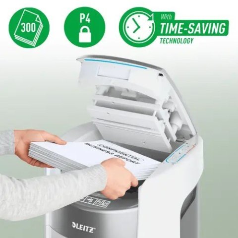Niszczarka Leitz IQ Optimax AutoFeed 300, P4, 300 kartek, 25 l kosz