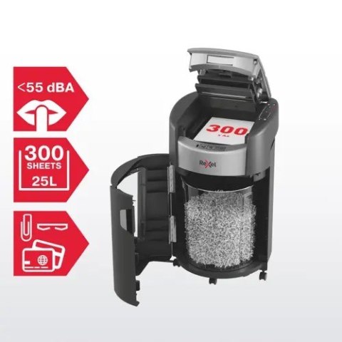 Niszczarka Rexel ShredMax AutoFeed+ 300M, P5, 300 kartek, 25 l kosz