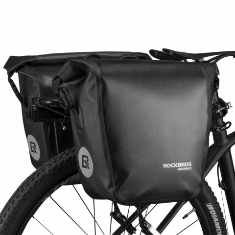 Sakwa rowerowa wodoodporna na bagażnik z paskiem na ramię 10-14l - czarna