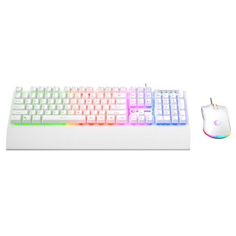 RAMPAGE FORTUNA ZESTAW GAMINGOWY KLAWIATURA Z PODKŁADKĄ I MYSZ 12800 DPI WHT