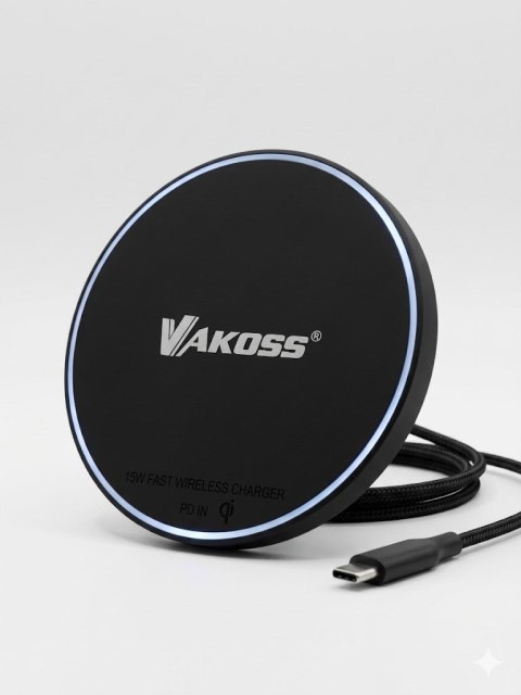 VAKOSS ŁADOWARKA INDUKCYJNA BEZPRZEWODOWA QI 15W MY5316K CZARNY