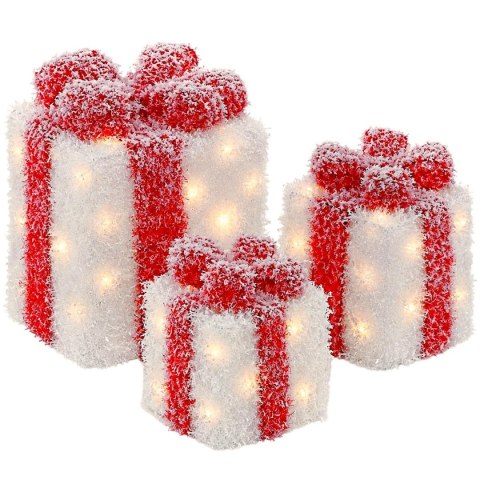 PREZENTY ŚWIECĄCE DEKORACJA ŚWIETLNA SET 3SZT 30 LED TIMER