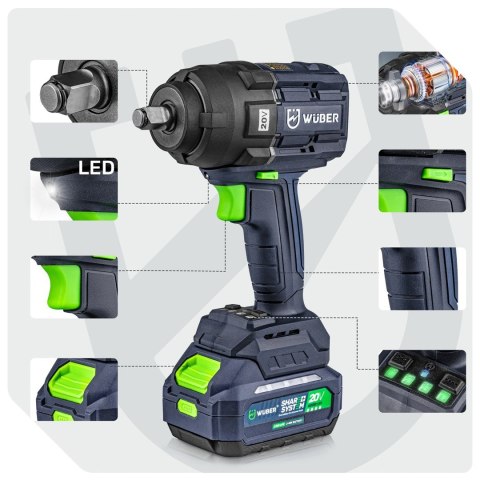 Klucz udarowy bezszczotkowy 20V W04604 WUBER