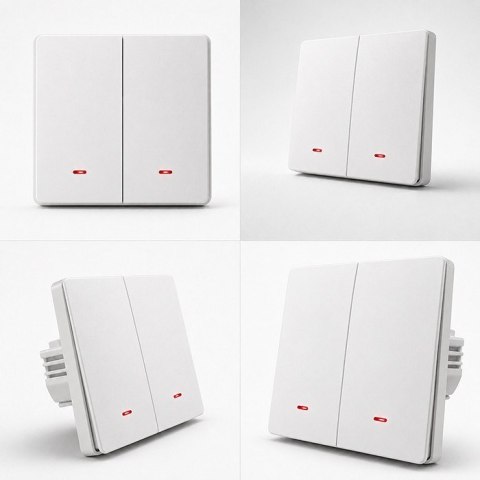 QOLTEC WŁĄCZNIK/WYŁĄCZNIK ŚWIATŁA | 2-KANAŁOWY | WI-FI | TIMER | TUYA | BIAŁY