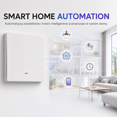 QOLTEC WŁĄCZNIK/WYŁĄCZNIK ŚWIATŁA | 1-KANAŁOWY | WI-FI | TIMER | TUYA | BIAŁY