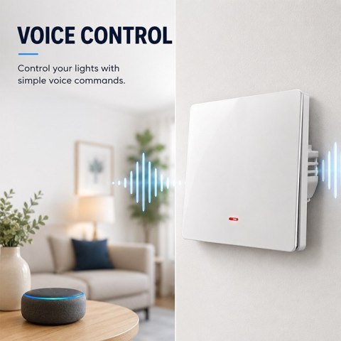 QOLTEC WŁĄCZNIK/WYŁĄCZNIK ŚWIATŁA | 1-KANAŁOWY | WI-FI | TIMER | TUYA | BIAŁY