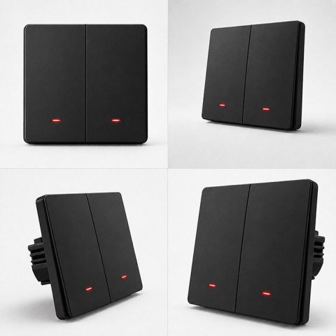 QOLTEC WŁĄCZNIK/WYŁĄCZNIK ŚWIATŁA | 2-KANAŁOWY | WI-FI | TIMER | TUYA | CZARNY
