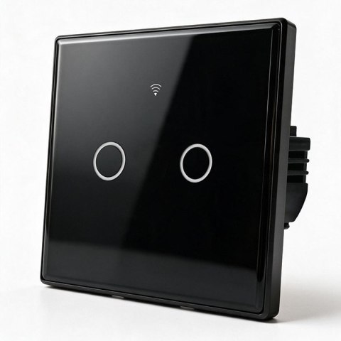 QOLTEC WŁĄCZNIK/WYŁĄCZNIK ŚWIATŁA | DOTYKOWY 2-KANAŁOWY | WI-FI | TIMER | TUYA | CZARNY