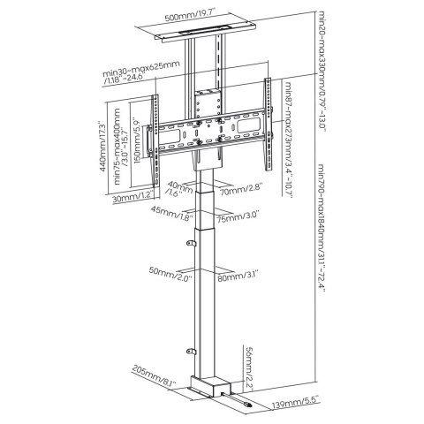 MACLEAN UCHWYT ELEKTRYCZNY WYSUWANY DO TV, TUYA, 37''-80'', VESA 600X400, MAX 60KG MC-866T (OUTLET)