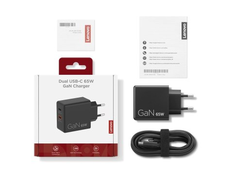 Ładowarka sieciowa Lenovo G0A6065BEU GaN 2x USB-C 65W czarna